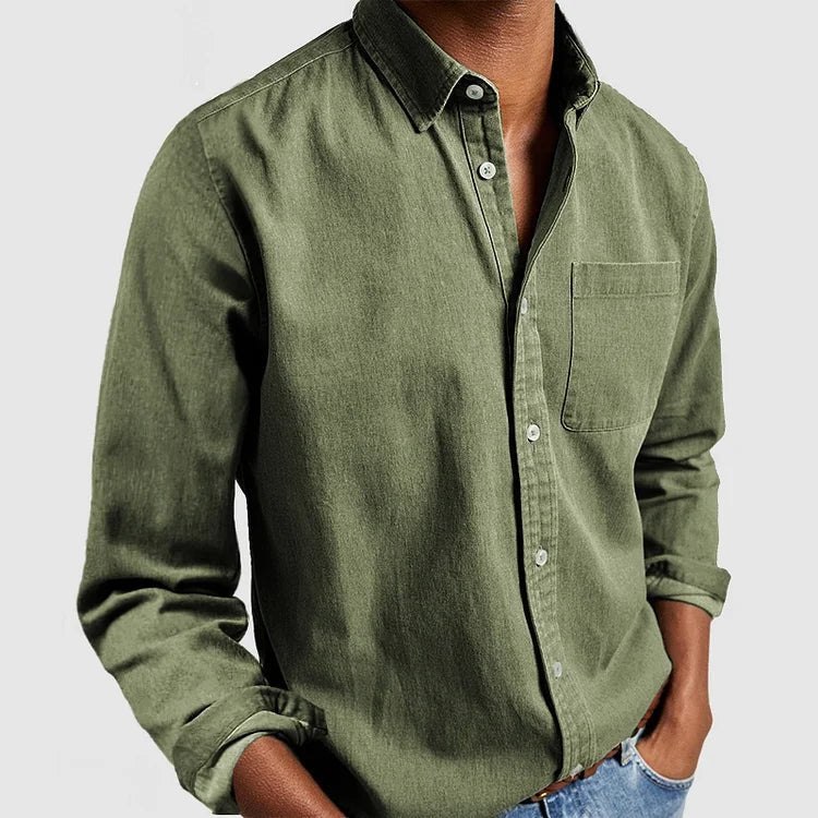 Men's Comfort Shirt with Chest Pocket | Breathable Stretch Fit Close Up