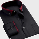 Men's Contrast Trim Dress Shirt | Fold-Down Collar
