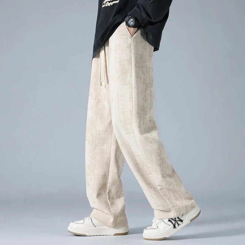 Men's Corduroy Sweatpants | Wide Leg Drawstring Detail