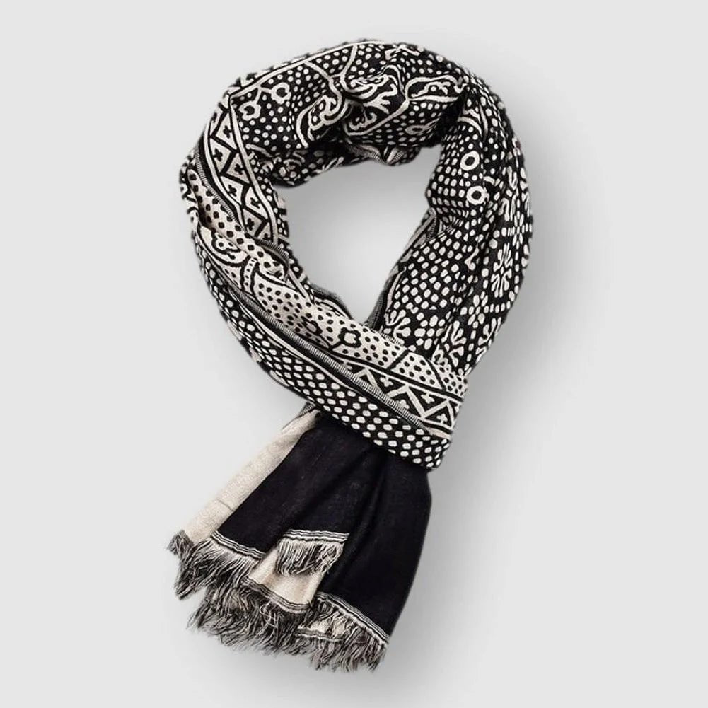 Men's Cotton Blanchet Scarf | Fringe Trim Front