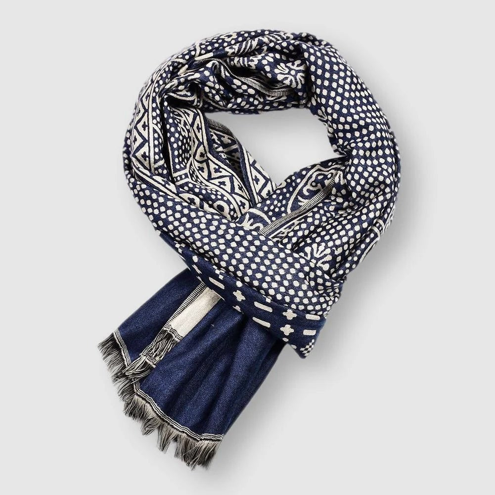 Men's Cotton Blanchet Scarf | Fringe Trim Side