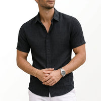 Men's Cotton Button Short Sleeve Top Back