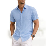 Men's Cotton Button Short Sleeve Top