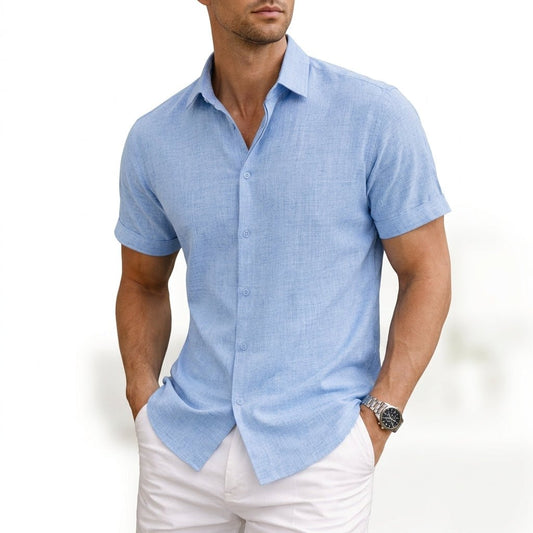 Men's Cotton Button Short Sleeve Top Hero