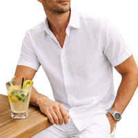 Men's Cotton Button Short Sleeve Top Side