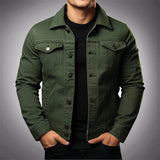 Men's Cotton Polo Denim Jacket | Multi-Pocket