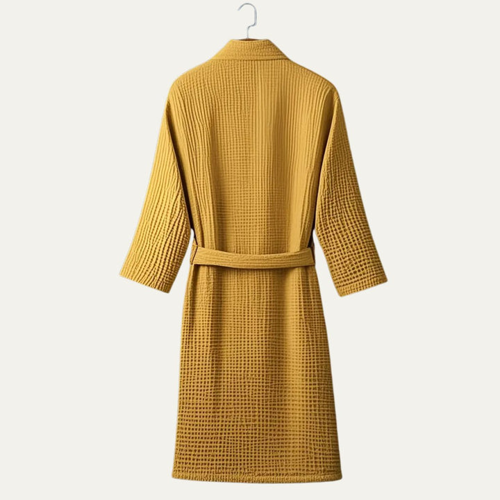 Men's Cotton Waffle Lightweight Bathrobe | Shawl Collar Spa Belt Back
