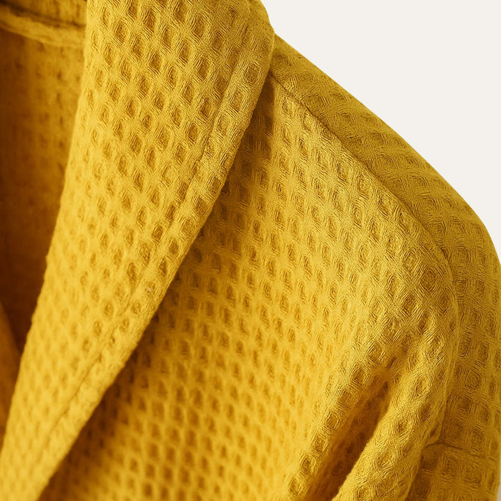 Men's Cotton Waffle Lightweight Bathrobe | Shawl Collar Spa Belt Detail