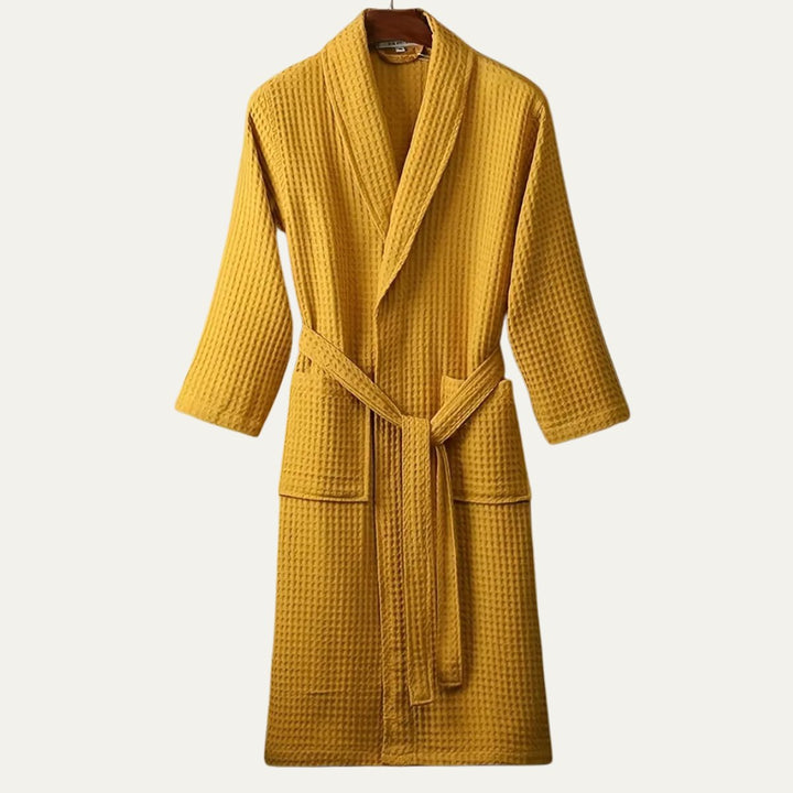 Men's Cotton Waffle Lightweight Bathrobe | Shawl Collar Spa Belt Hero