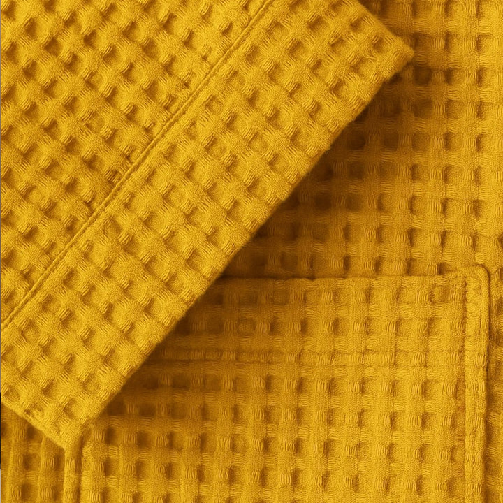 Men's Cotton Waffle Lightweight Bathrobe | Shawl Collar Spa Belt Side