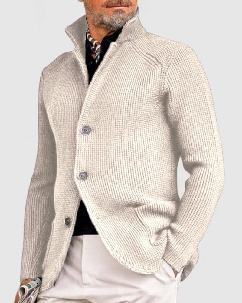 Men's Cozy Coat | Stand Collar Relaxed Fit Close Up