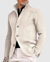 Men's Cozy Coat | Stand Collar Relaxed Fit Close Up