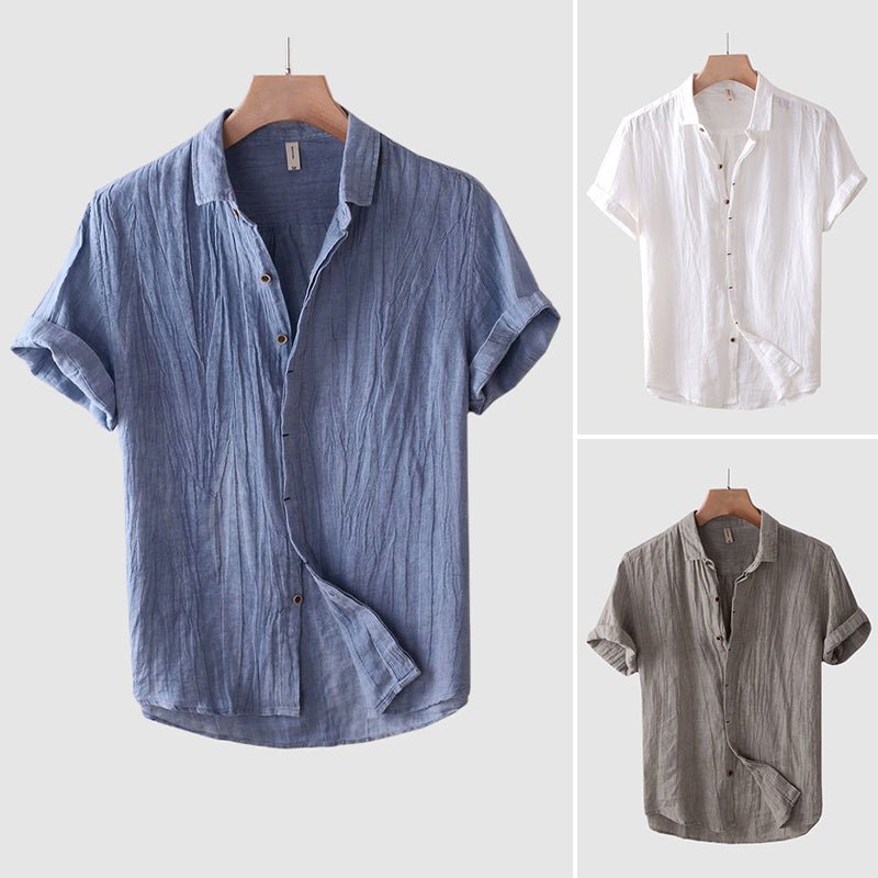 Men's Crinkle Bologna Linen Shirt | Short Sleeve Back
