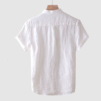 Men's Crinkle Bologna Linen Shirt | Short Sleeve Close Up