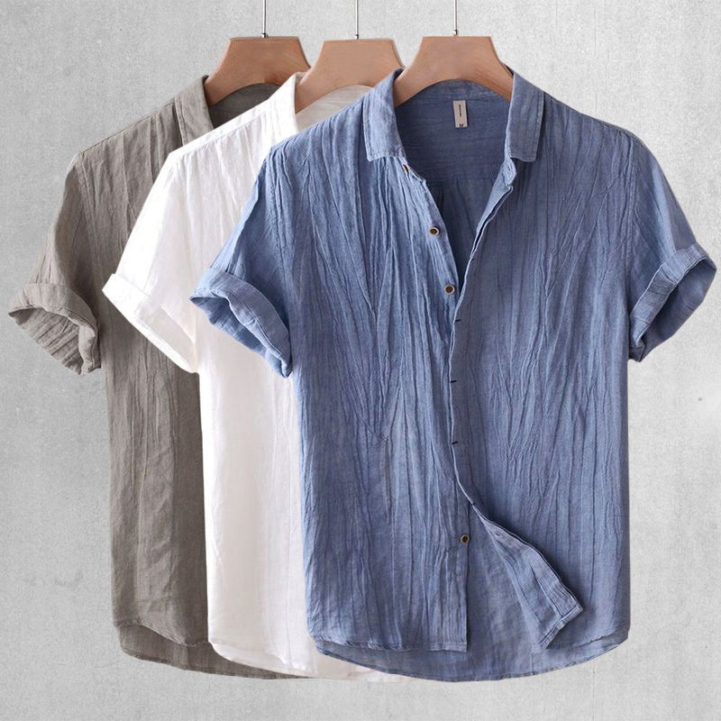Men's Crinkle Bologna Linen Shirt | Short Sleeve Hero
