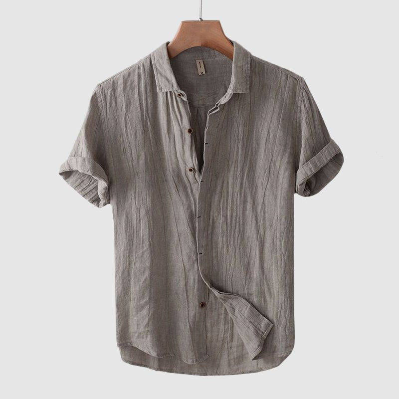 Men's Crinkle Bologna Linen Shirt | Short Sleeve Side