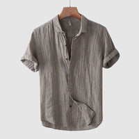 Men's Crinkle Bologna Linen Shirt | Short Sleeve Side