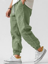 Men's Cuffed Cotton Linen Joggers Pants Detail