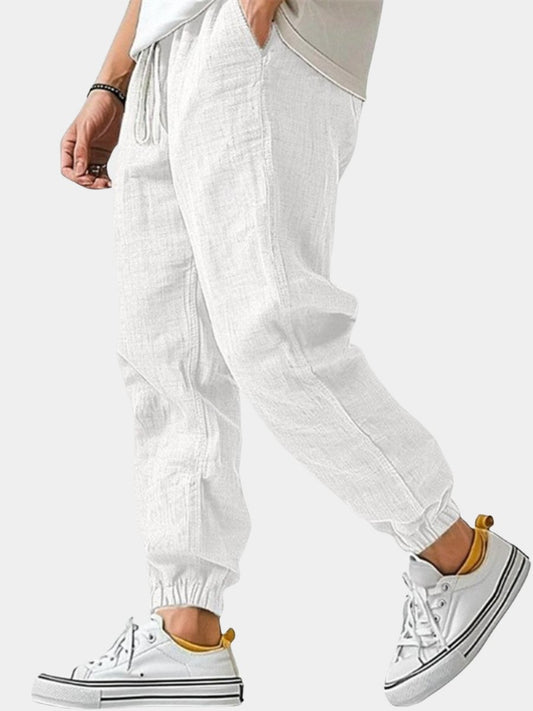 Men's Cuffed Cotton Linen Joggers Pants Hero