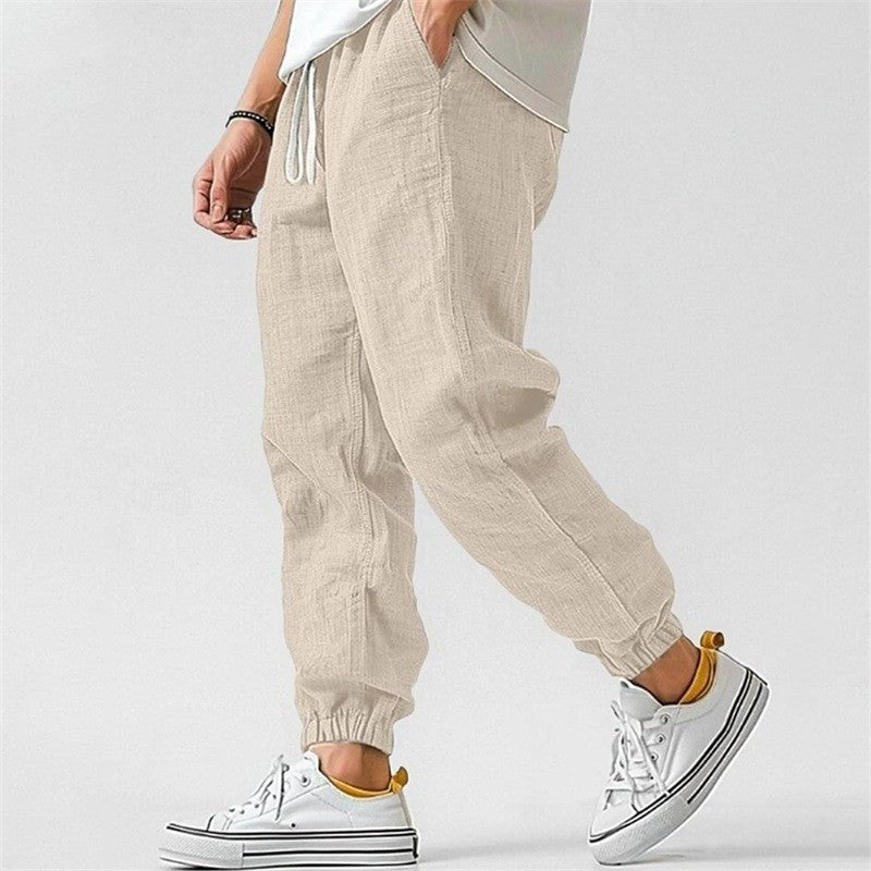 Men's Cuffed Cotton Linen Joggers Pants Lifestyle