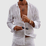 Men's Deep V-Neck Linen Shirt | Button-Down