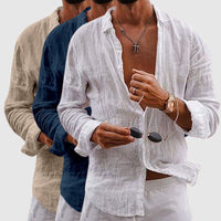 Men's Deep V-Neck Linen Shirt | Button-Down Lifestyle