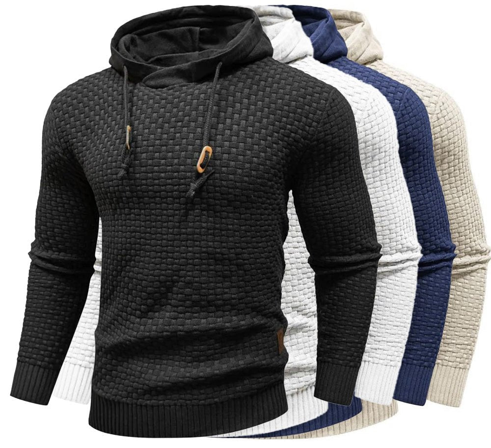 Men's Diagonal Drawstring Hoodie | Slim Fit Casual Close Up