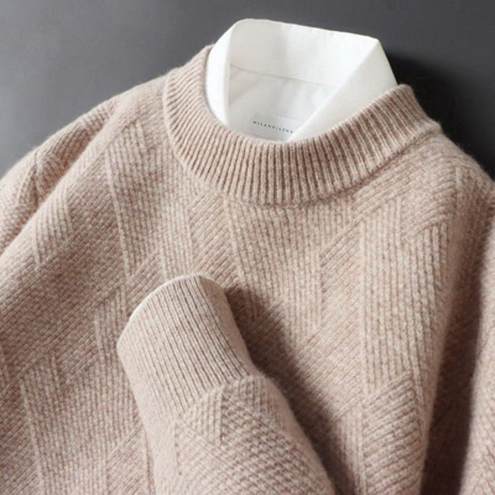 Men's Diamond Knit Crewneck Sweater | Ribbed Hem Detail