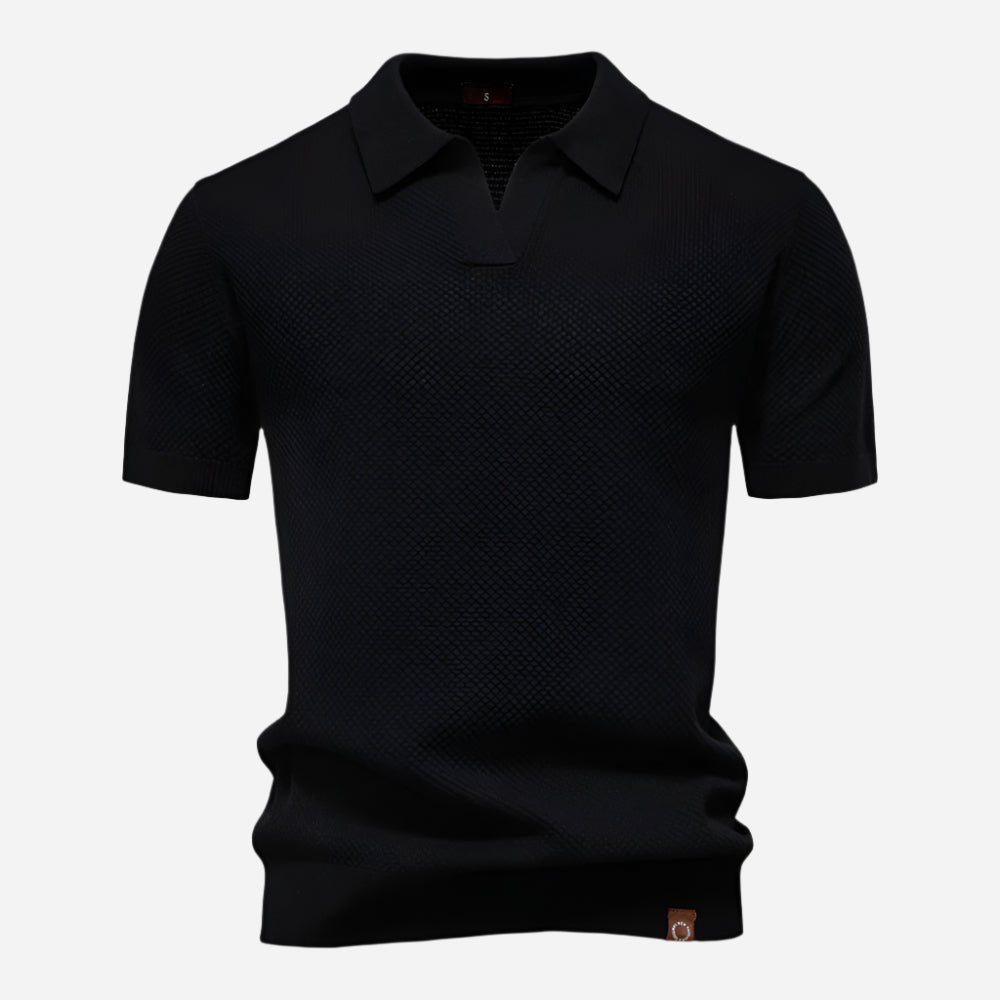 Men's Diamond Knit Polo Top Detail