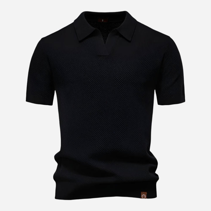 Men's Diamond Knit Polo Top Detail