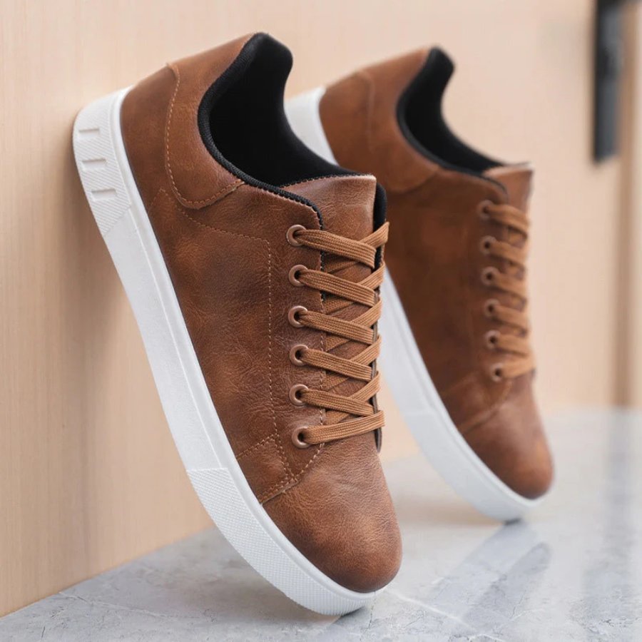 Men's Distressed Leather Sneaker Shoes Lifestyle