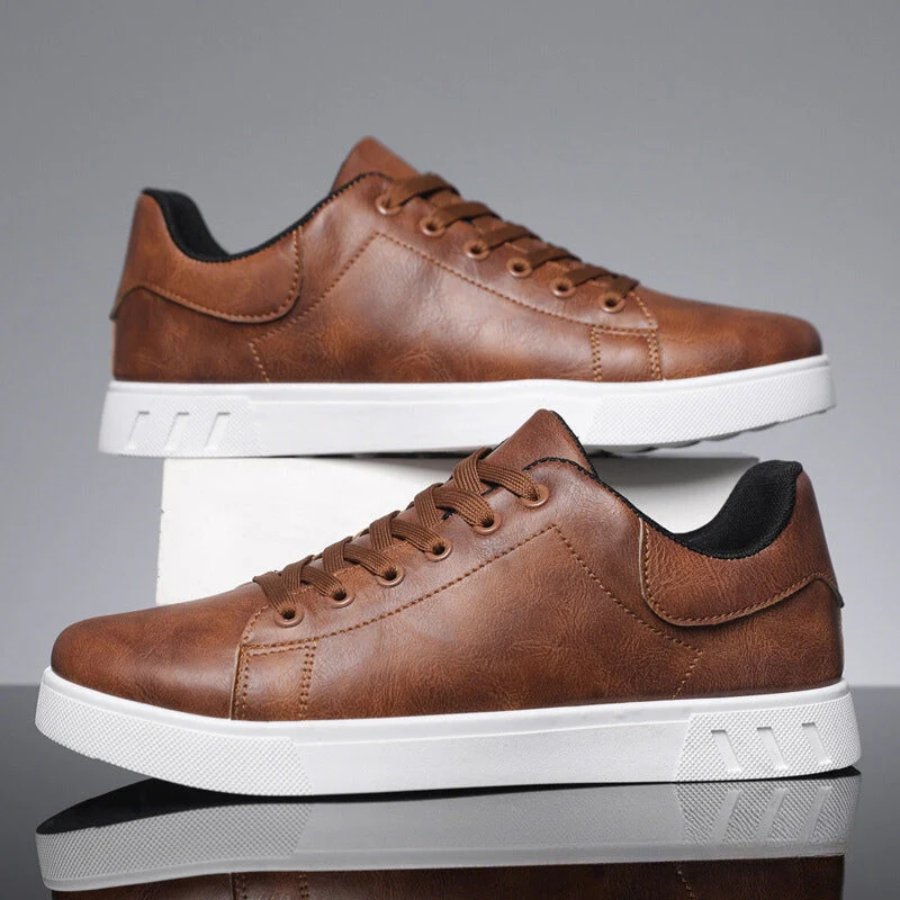 Men's Distressed Leather Sneaker Shoes Side