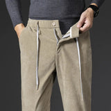 Men's Drawstring Corduroy Chinos | Tailored Casual Fit