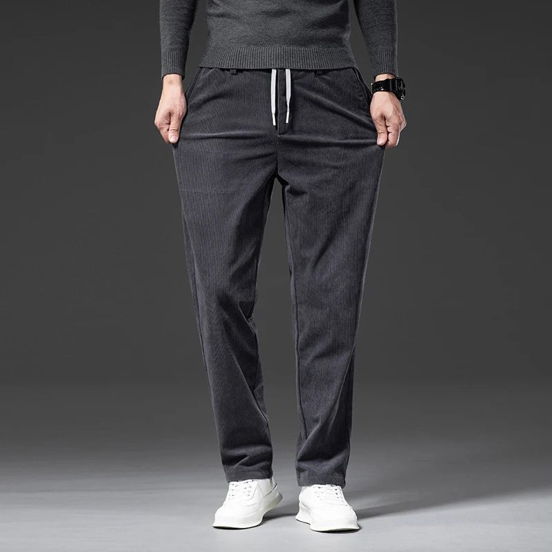 Men's Drawstring Corduroy Chinos | Tailored Casual Fit Front
