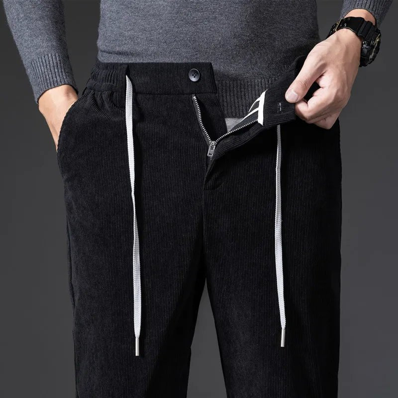 Men's Drawstring Corduroy Chinos | Tailored Casual Fit Full