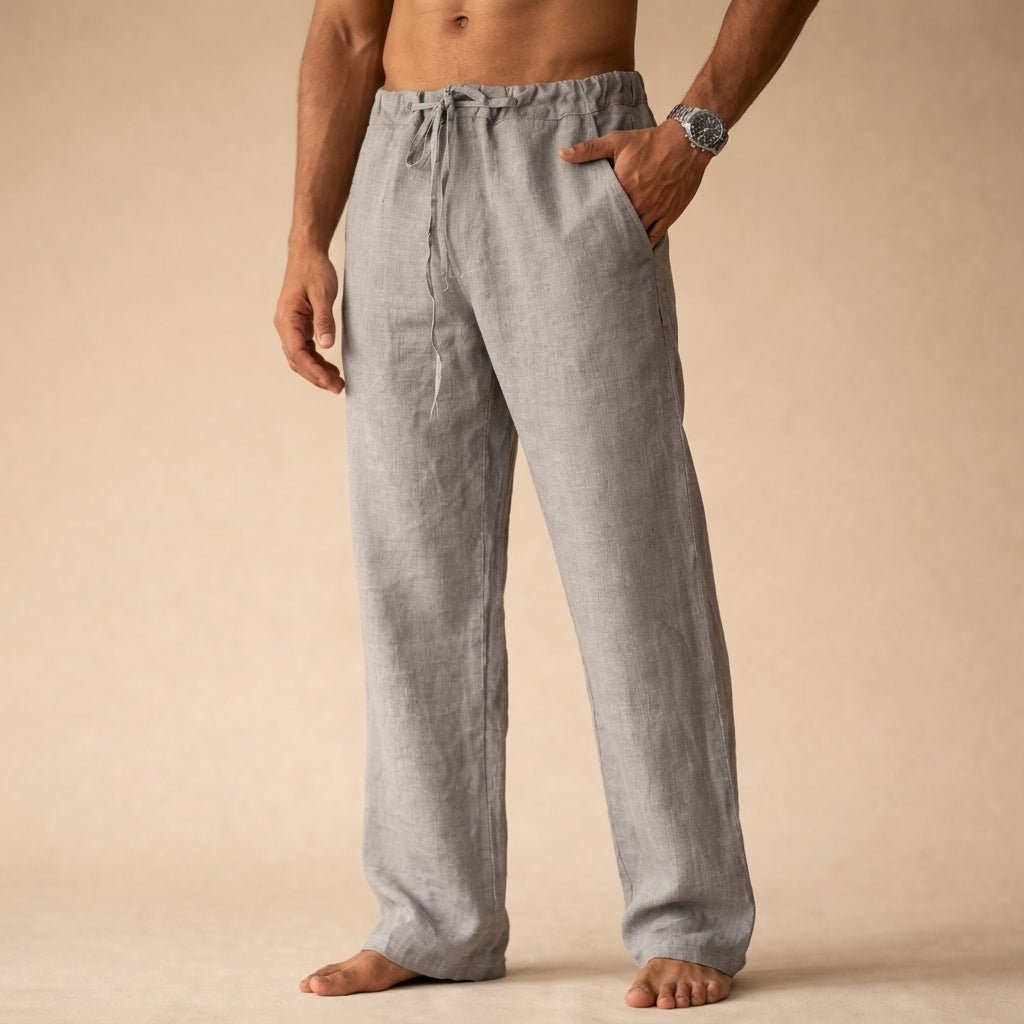 Men's Drawstring Linen Pants Back