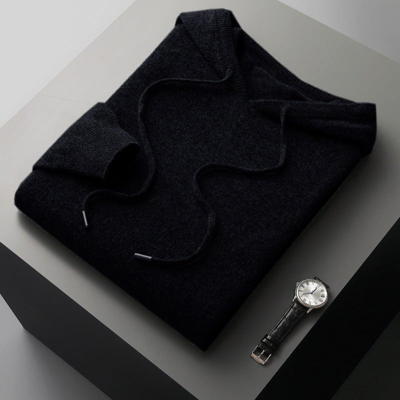 Men's Drawstring Merino Hoodie | Wool Knit Detail