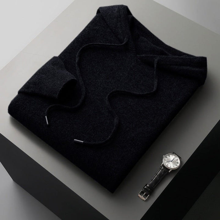Men's Drawstring Merino Hoodie | Wool Knit Detail