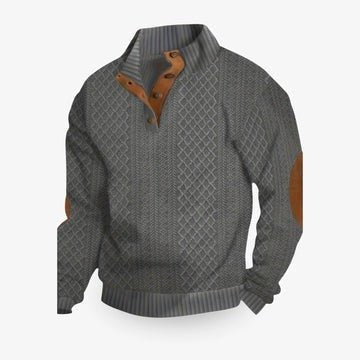 Men's Elbow Patch Pullover Sweater | Warm Knit Back