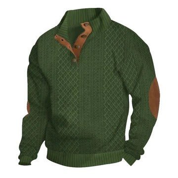 Men's Elbow Patch Pullover Sweater | Warm Knit Detail