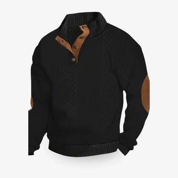 Men's Elbow Patch Pullover Sweater | Warm Knit Front