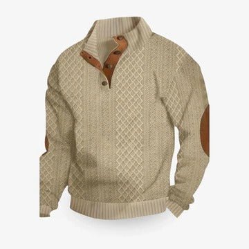 Men's Elbow Patch Pullover Sweater | Warm Knit Hero
