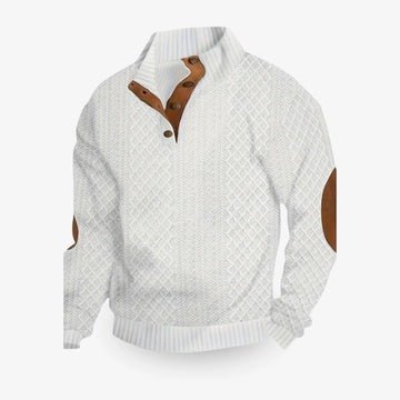 Men's Elbow Patch Pullover Sweater | Warm Knit Side