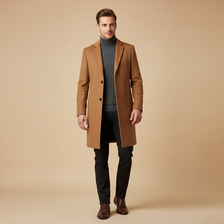 Men's Elegant Long Winter Coat | Single-Breasted Smart Fit Alternate