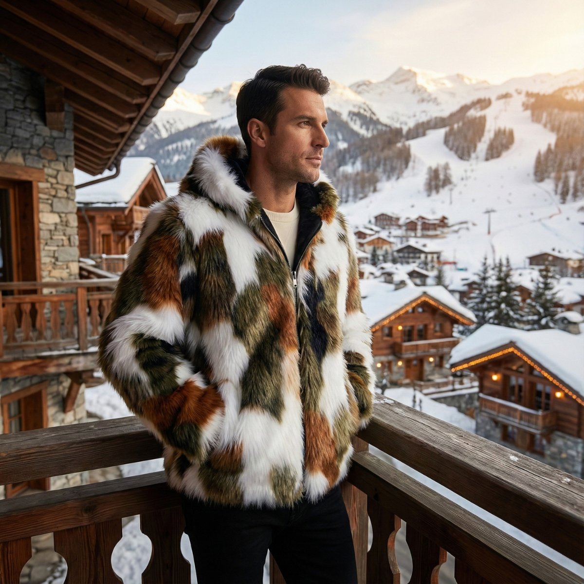 Men's Elegant Soft Fur Hooded Winter Jacket | Bomber Fit Back