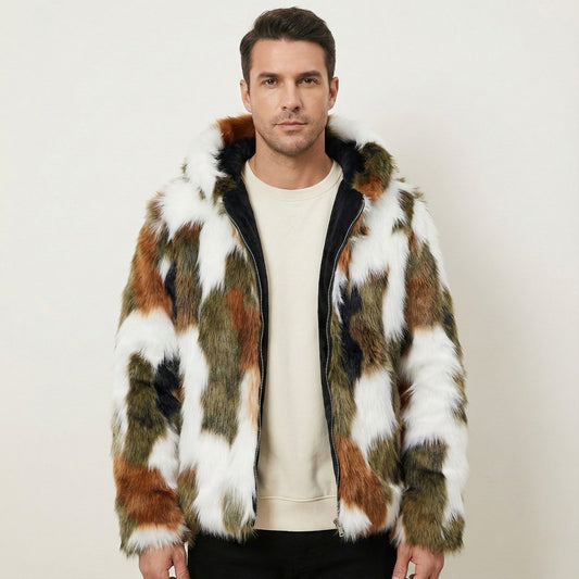 Men's Elegant Soft Fur Hooded Winter Jacket | Bomber Fit Front