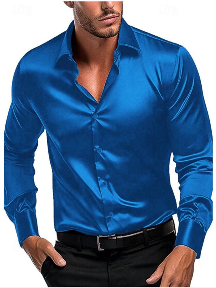 Men's Elegant Timeless Silk Shirt | Satin Sheen Italian Collar Back