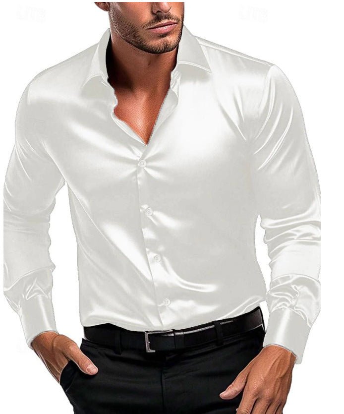 Men's Elegant Timeless Silk Shirt | Satin Sheen Italian Collar Detail