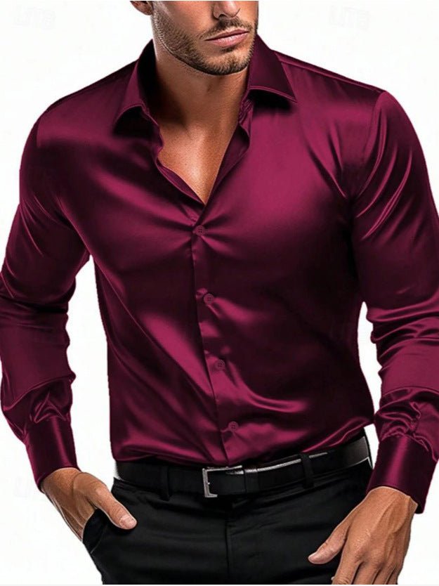 Men's Elegant Timeless Silk Shirt | Satin Sheen Italian Collar Hero