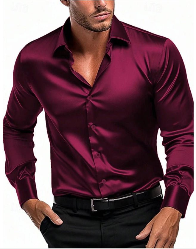 Men's Elegant Timeless Silk Shirt | Satin Sheen Italian Collar Lifestyle